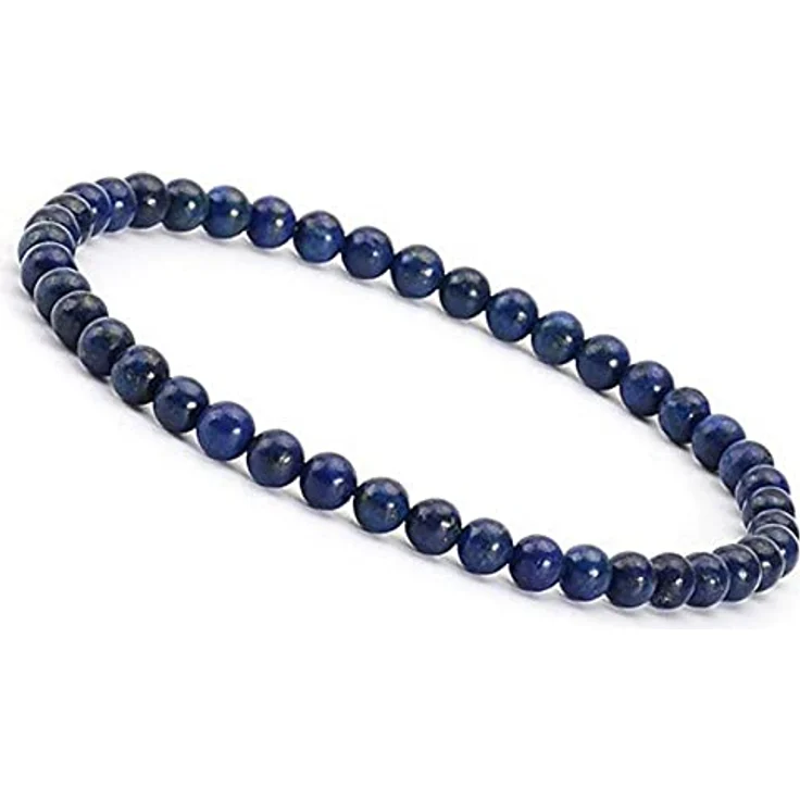 Unique Gems Perlenarmband, Edelstein Damen Armband aus echtem Lapislazuli Ø 4mm, elastisches Chakra Schutzarmband, handgemacht, Juweliers-Qualität – Bild 1