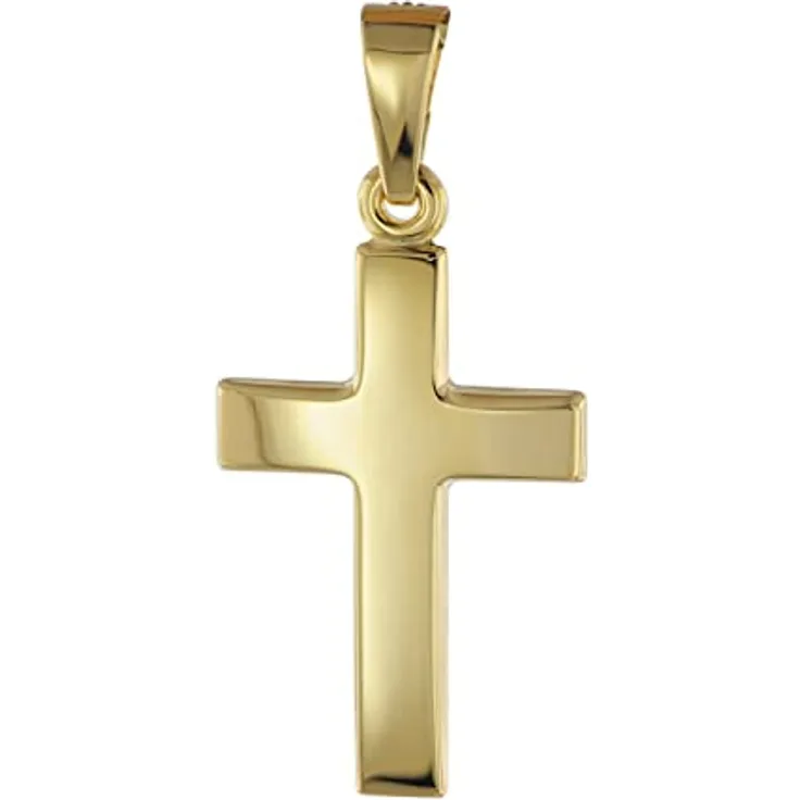 trendor Kreuzanhänger 585 Gold, 18 mm Damen Kettenanhänger aus Echtgold, massiver Schmuck mit hochglanzpolierter Oberfläche, elegantes Design, hochwertiges Geschenk