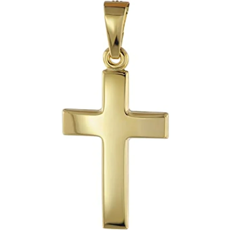trendor Kreuzanhänger 585 Gold, 18 mm Damen Kettenanhänger aus Echtgold, massiver Schmuck mit hochglanzpolierter Oberfläche, elegantes Design, hochwertiges Geschenk – Bild 1