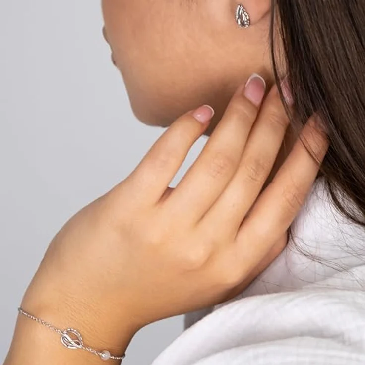 Engelsrufer Damen Armband Himmelsträne, Lebensblume mit Rosenquarz-Kraftstein, Sterling Silber, verstellbar, nickelfrei – Bild 2