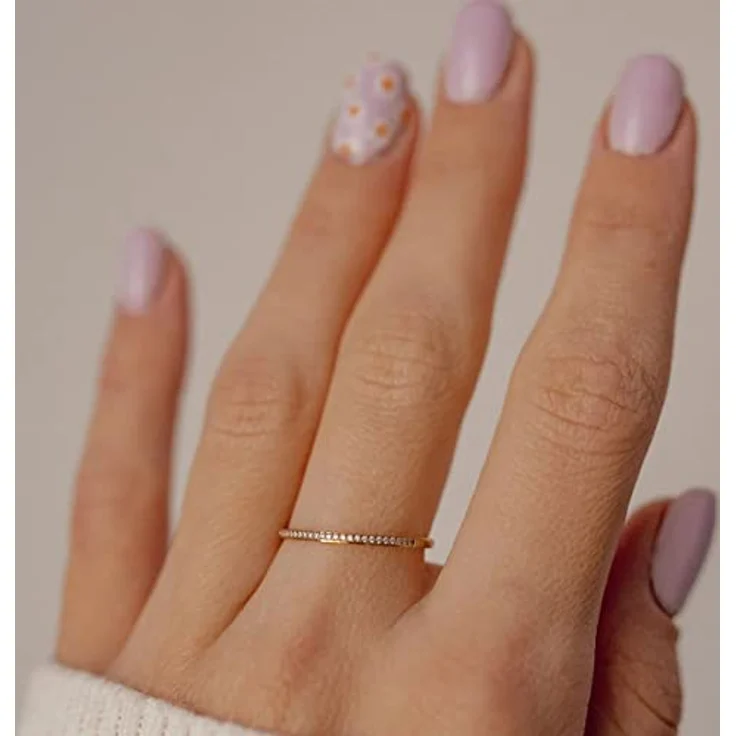 Happiness Boutique Damen Band Ring 18K vergoldet, dünner Stapelring aus Edelstahl mit Zirkonia, in Gold, 4 Größen erhältlich – Bild 2