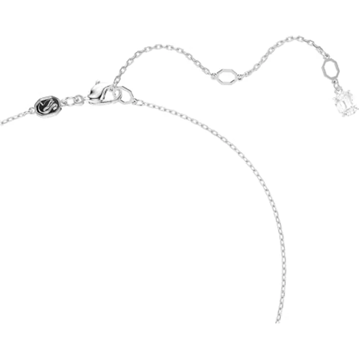 Swarovski Matrix Halskette, Rhodinierte Damenhalskette mit Statement-Anhänger und Strahlenden weißen Kristallen in verschiedenen Schliffen – Bild 3