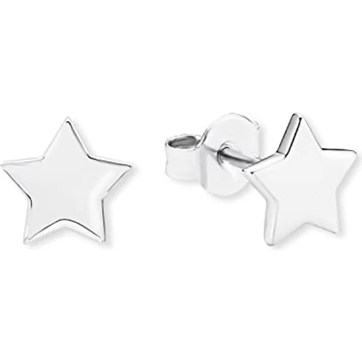 s.Oliver SO PURE Ohrringe für Damen, 925 Sterling Silber rhodiniert, filigran in Sternchenform, 5x5 mm – Bild 1