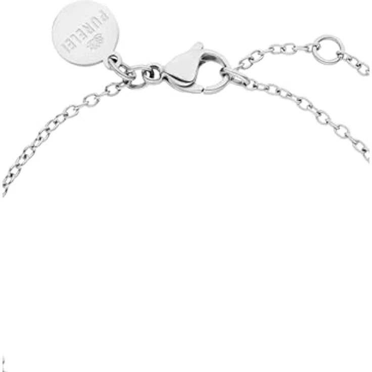 Purelei Cuore Armband, Elegantes Ankerketten-Armband mit Kleeblatt-Anhänger aus Zirkonia-Herzen, Silber, verstellbare Länge 16/17,5/19 cm – Bild 3