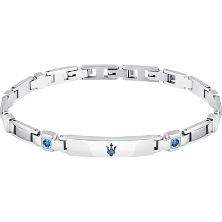 Maserati Herren-Stahlarmband, Sapphire Kollektion mit blauen Saphiren, 21,5 cm, JM224AXO02