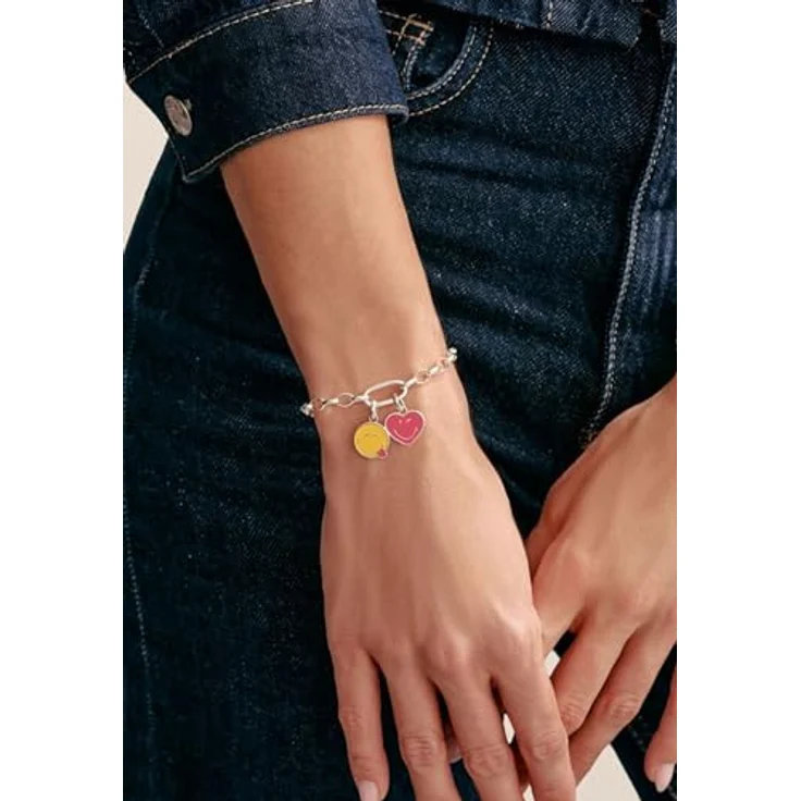 THOMAS SABO Charm-Einhänger SMILEYWORLD® Heart Charm - Connect, leuchtendes Pink mit frechem Grinsen – Bild 5