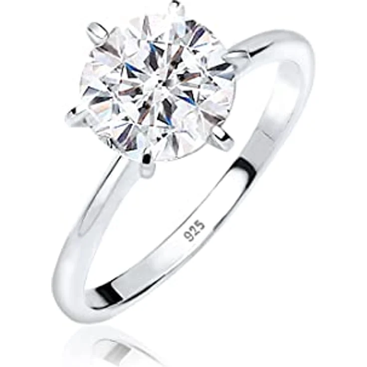 Elli Damen Verlobungsring mit Glaskristall in 925 Sterling Silber, handgefertigt und anlaufgeschützt – Bild 1