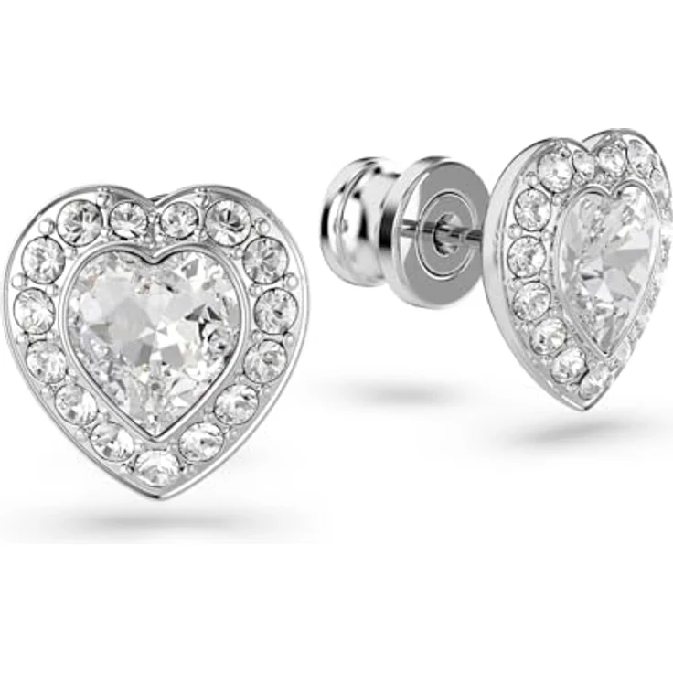 Swarovski Ariana Grande x Swarovski Ohrstecker, rhodinierte Ohrringe mit Kristallherzen in klarem Pavé, Größe: 1 x 0.9 cm – Bild 2