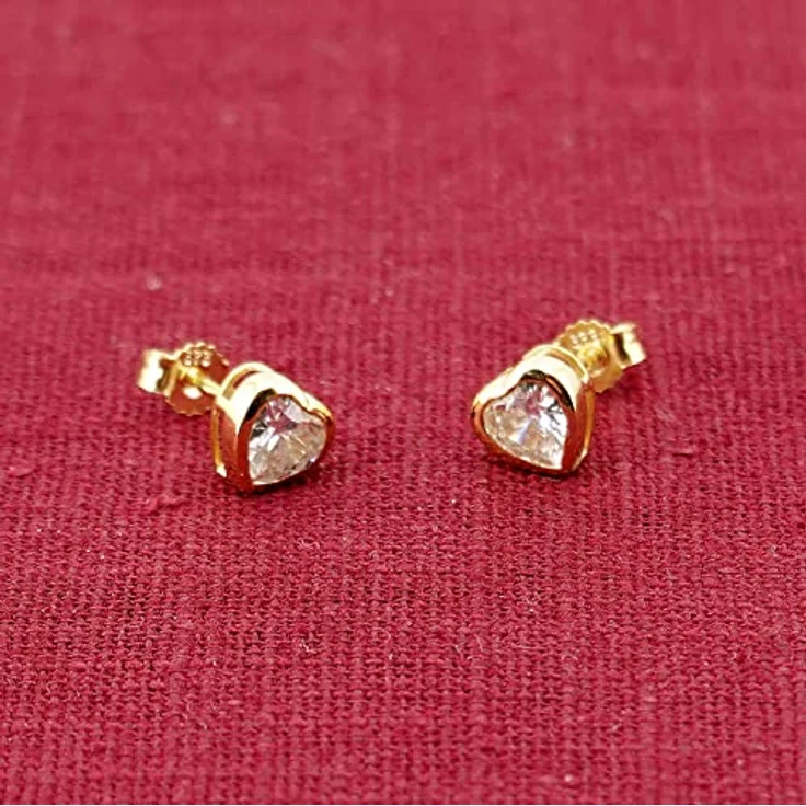 trendor Damen-Ohrringe Gold 333/8K Herz mit Zirkonia, elegante Ohrstecker in 6,5 mm Größe, Hochwertiger Echtgold-Schmuck für Frauen, modische Geschenkidee – Bild 2