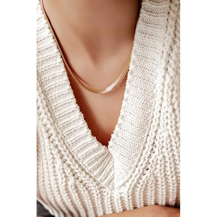 Happiness Boutique Massive Schlangenkette in Goldfarbe, Edle Halskette aus vergoldetem Edelstahl, 42 cm + 5 cm Verlängerung, hypoallergen und wasserfest – Bild 2