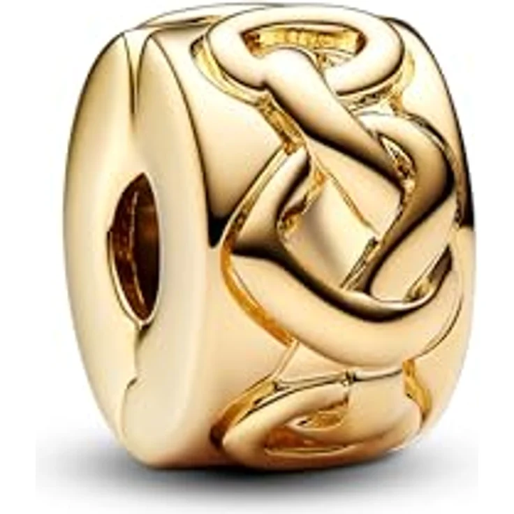 PANDORA Moments Liebesknoten Clip, Sterling Silber mit vergoldeter Metalllegierung und künstlichem Kristall, kompatibel mit Moments Armbändern, 768035C00 – Bild 1