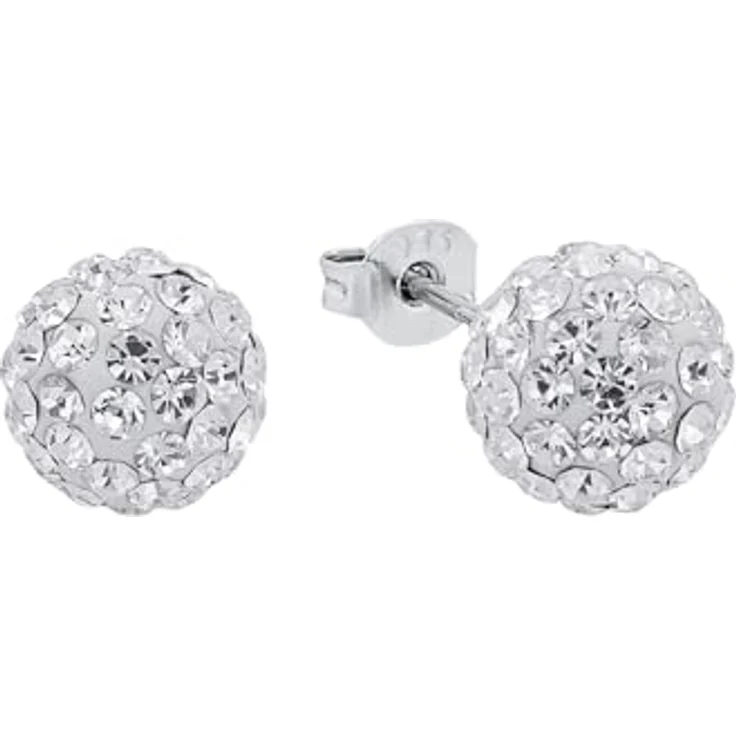Amor Ohrstecker 925 Sterling Silber mit Kristallglas, 0,8 cm, Weiß, in Schmuck Geschenk Box, Modell 2016405 – Bild 1