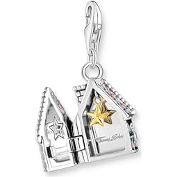 THOMAS SABO Charm-Einhänger Lebkuchenhaus, 925 Silber mit Zirkonia, Glas-Keramik Stein und synthetischem Rubin – Bild 3