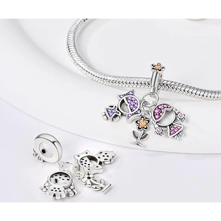 Pandach Charm Anhänger für Armband und Halskette, 925 Sterling Silber mit Zirkonia-Steinen, kompatibel mit Europäischen Charms für Frauen und Mädchen – Bild 2