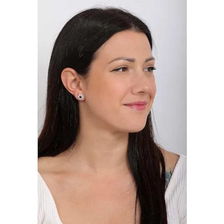 Emporio Armani Damen Ohrringe aus Edelstahl und Halbedelsteinen mit Push-Back-Verschluss, Dunkelblau – Bild 2