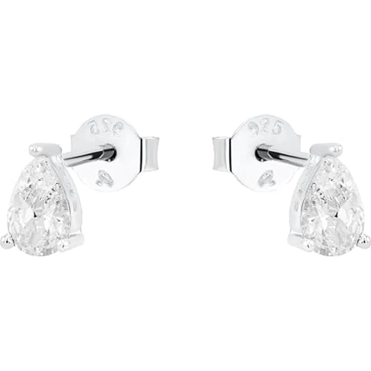 Amor Ohrstecker 925 Sterling Silber, Damen Ohrschmuck mit Zirkonia, 6 mm, Weiß, in Schmuck Geschenk Box – Bild 3