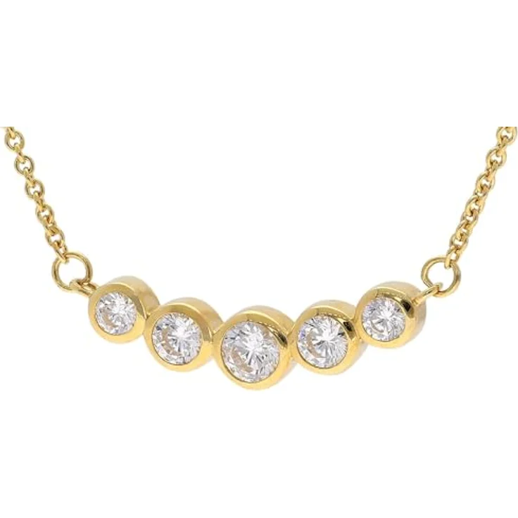 GLIZZ Damen-Halskette Gold 333/8K Zirkonia-Collier, 45 cm Rundankerkette mit Karabiner-Verschluss, edle Geschenkverpackung – Bild 2