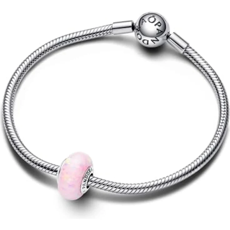 PANDORA Moments Charm, Schillerndes Rosafarbenes Design mit Laboropal und Glitzerstreifen, kompatibel mit Moments Armbändern, 791691C03 – Bild 3