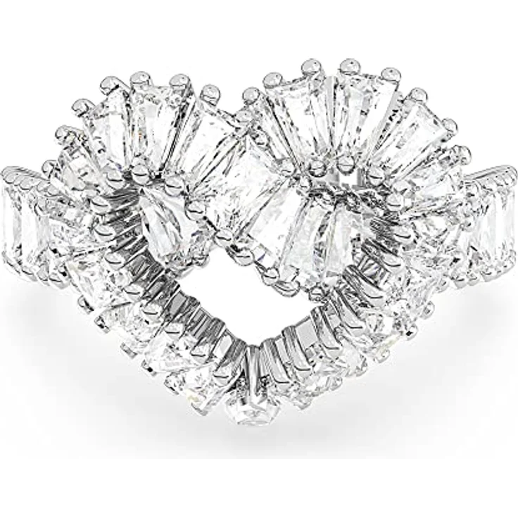 Swarovski Fingerring Matrix Cocktail Herz, rhodiniert mit Swarovski® Kristall im Baguetteschliff – Bild 1