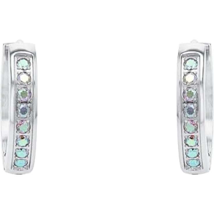 Amor Creolen Damen Ohrschmuck aus Edelstahl mit Zirkonia, 1,6 cm, Silber, in Schmuck Geschenk Box, 2036467 – Bild 3