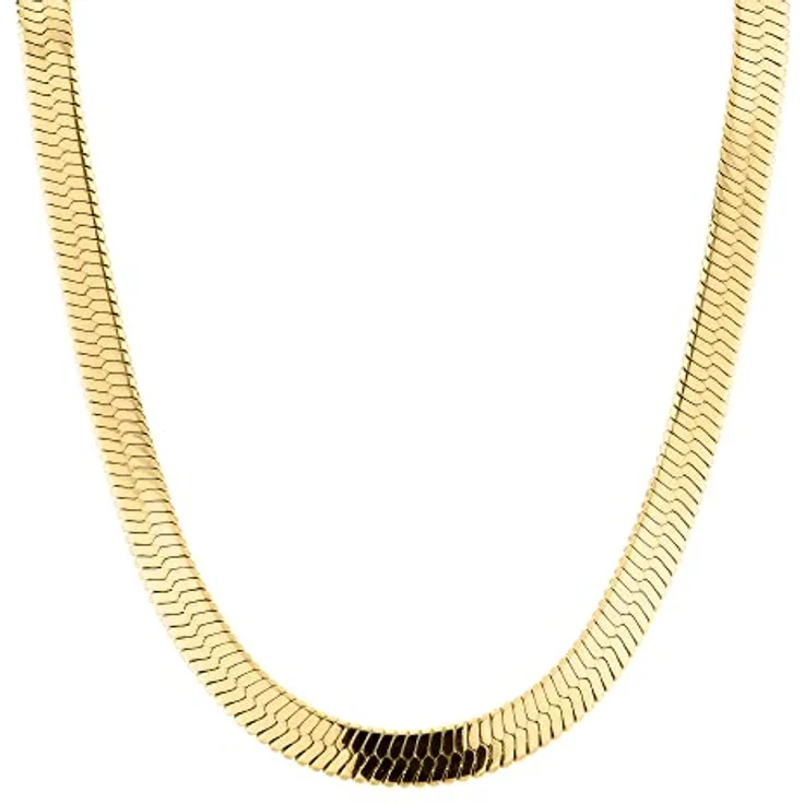 LIEBESKIND Extra breite Sleek Chain, Damen-Halskette aus Edelstahl IP Gold, 45 cm mit Karabinerverschluss – Bild 1