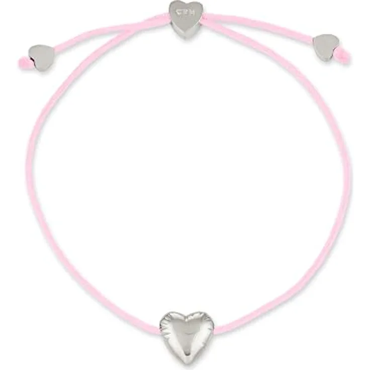 COPENHAGEN STUDIOS Bracelet Balloon Hearts, Damenarmband in rosa und silber mit Herzanhänger aus poliertem Edelstahl, stufenlos verstellbar