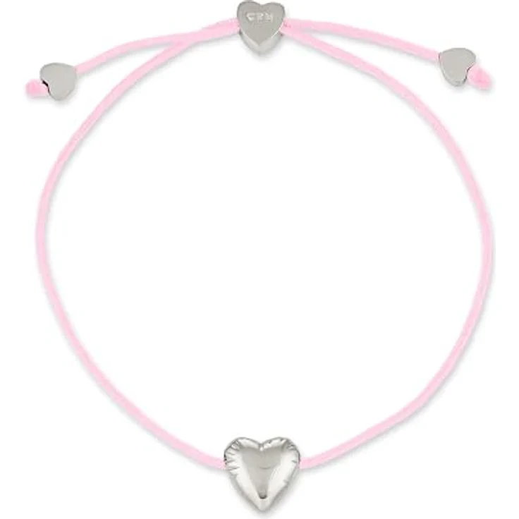 COPENHAGEN STUDIOS Bracelet Balloon Hearts, Damenarmband in rosa und silber mit Herzanhänger aus poliertem Edelstahl, stufenlos verstellbar – Bild 1
