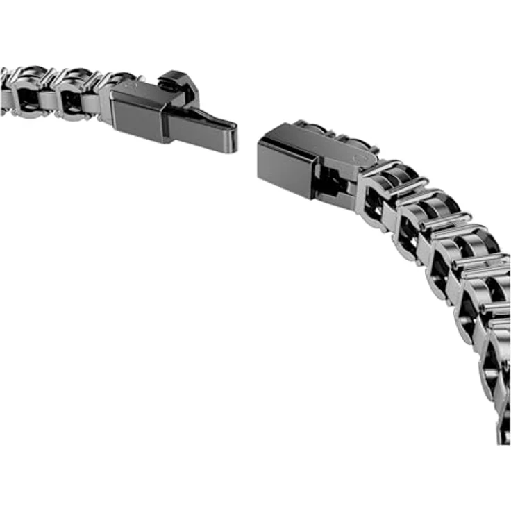 Swarovski Matrix Tennis Armband, Ruthenierte Armkette mit Schwarzen Keramikelementen, 16.5 cm, Kastenverschluss – Bild 3