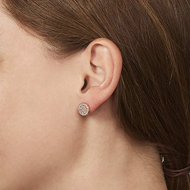 Fossil Ohrstecker JF02906791, Roségold mit runden Pastellfarben und glitzerndem Steingehäuse – Bild 5