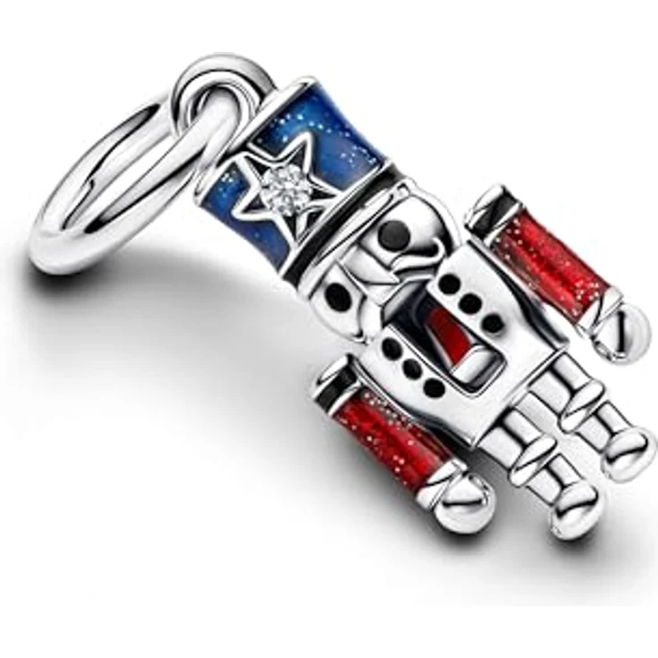 PANDORA Moments Beweglicher Nussknacker Charm-Anhänger aus Sterling Silber mit blauer Emaille und Zirkonia, kompatibel mit Moments und ME Armbändern, 793583C01 – Bild 2