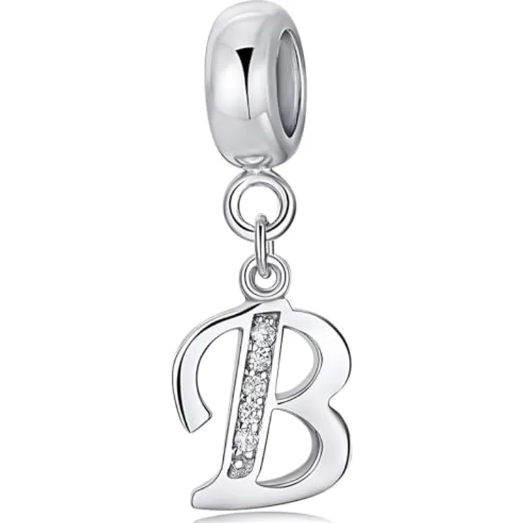 XWN Buchstabe Charm Anhänger, Alphabet A-Z aus 925 Sterling Silber mit Zirkon, kompatibel mit Pandora Armbändern und Halsketten für Damen