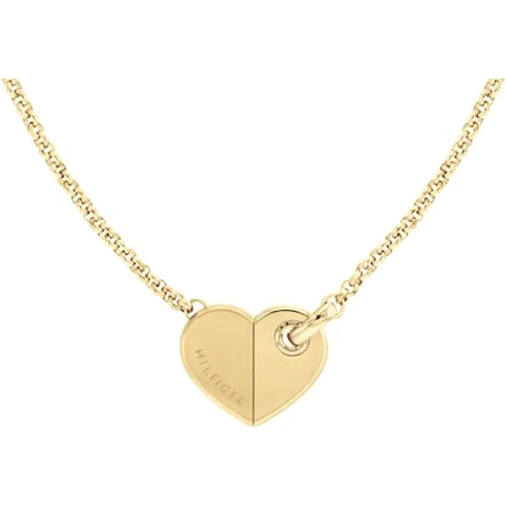 Tommy Hilfiger Jewelry Damen Gliederhalskette aus Edelstahl mit Herz-Anhänger, vergoldet oder silber, 45,7 cm + 5,1 cm Verlängerung – Bild 2