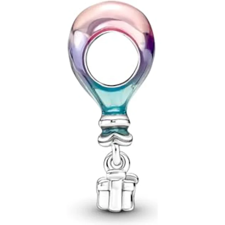PANDORA Charm Geburtstag Heißluftballon, Sterling-Silber mit violetter, rosa und blauer Emaille, 3D-Geschenkbox-Anhängsel – Bild 5