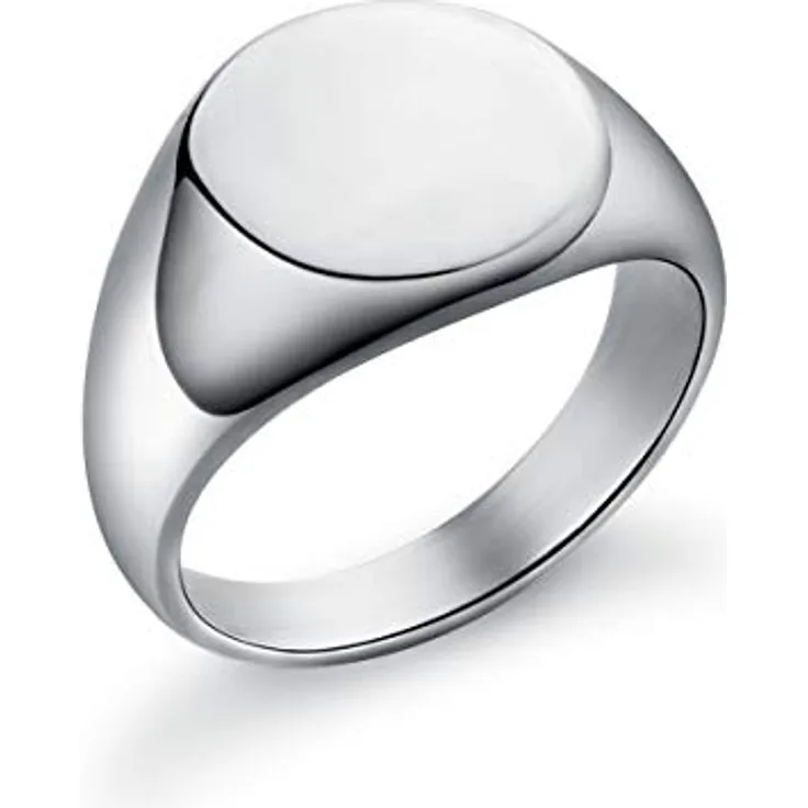 Joliernelle Siegelring Herren Damen, Silber Edelstahl Poliert, Rund Bandring Größe 57, Ringgesichtsdurchmesser 12mm, 90-Tage Garantie