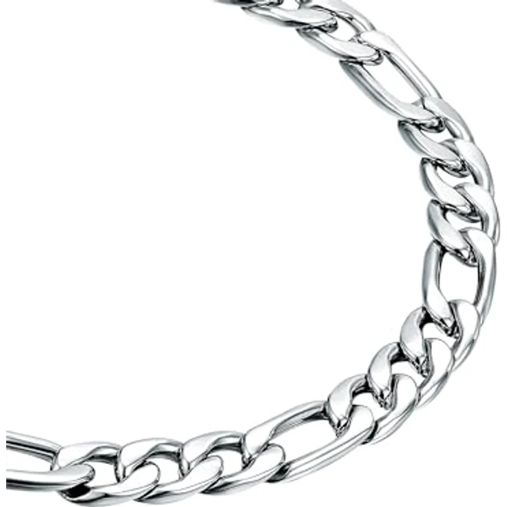 True Rebels Edelstahl Figaroarmband für Herren, hochglanzpoliertes Gliederarmband mit Karabinerverschluss, silber, in verschiedenen Längen erhältlich – Bild 2