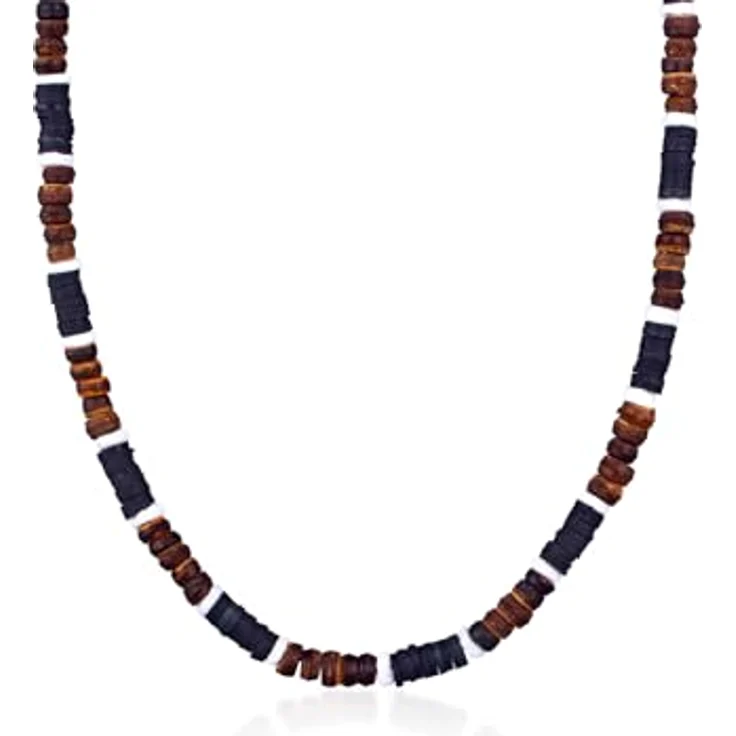 Kuzzoi Buddha Herren Halskette aus Heishi und Kokosnuss Holz Perlen (5-6 mm), 925 Sterling Silber Bead, 42 cm Surferkette für Männer – Bild 1
