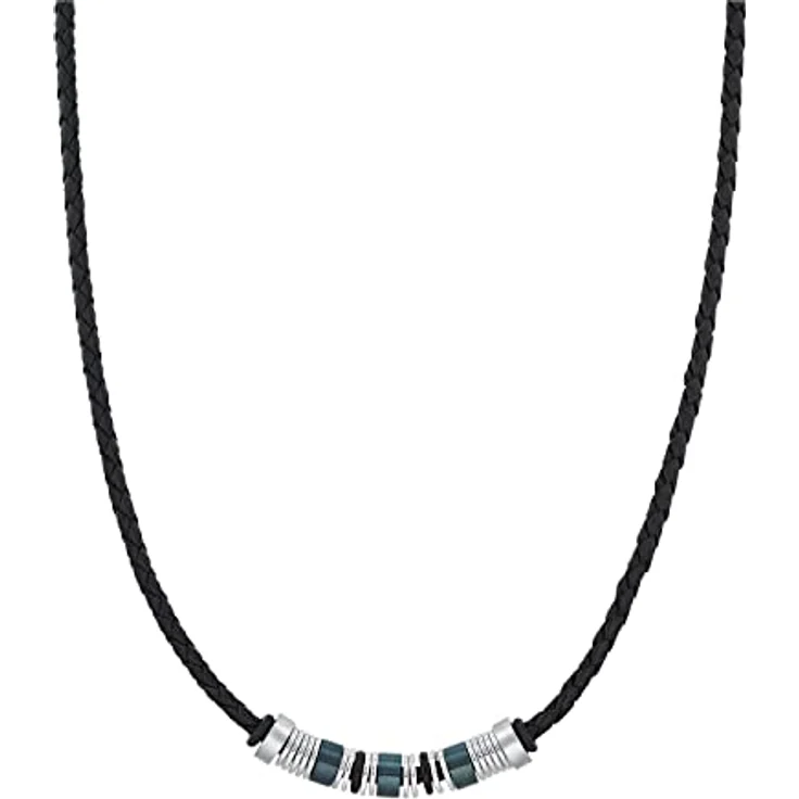 s.Oliver Bicolor Halsband für Herren, Edelstahl und Leder, 45+5 cm, in Schmuck Geschenkbox, 2031474 – Bild 1