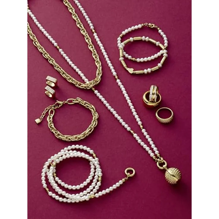 JEWELS BY LEONARDO Halskette Clip & Mix Christa, goldfarbener Edelstahl mit weißen Imitationsperlen, 70-71,3 cm, Schmuck Geschenk für Frauen – Bild 5