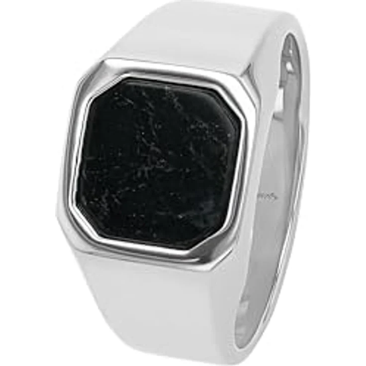 JOOP! Herren Siegelring aus Edelstahl, mit schwarzem Linienstein, 12 mm, in Schmuck Geschenk Box – Bild 4