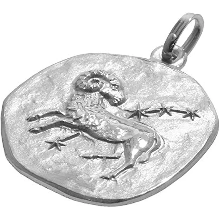 trendor Sternzeichen Widder Halskette 925 Silber, Ø 20 mm, 50 cm mit poliertem Reliefmotiv, anlaufgeschützt, Geschenk-Box – Bild 2