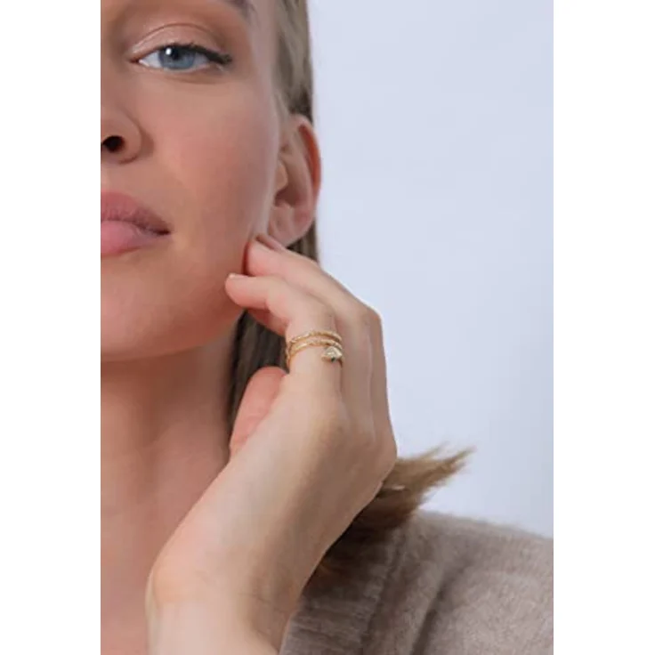 Elli Ring Damen Schlange Pinky Modern mit Swarovski Kristallen, 925 Sterling Silber vergoldet – Bild 4