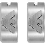 Emporio Armani Herren Edelstahl Ohrring EGS3165040, silberfarben, gebürstetes Finish, Creolenverschluss