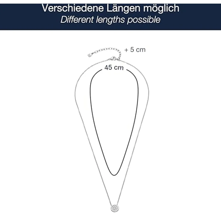 JEWELS BY LEONARDO Halskette Catherine, feine Anker-Kette aus silberfarbenem Edelstahl mit rundem Anhänger und Zirkonia-Steinen, 45-50 cm Länge, Geschenk für Frauen, 025402 – Bild 2