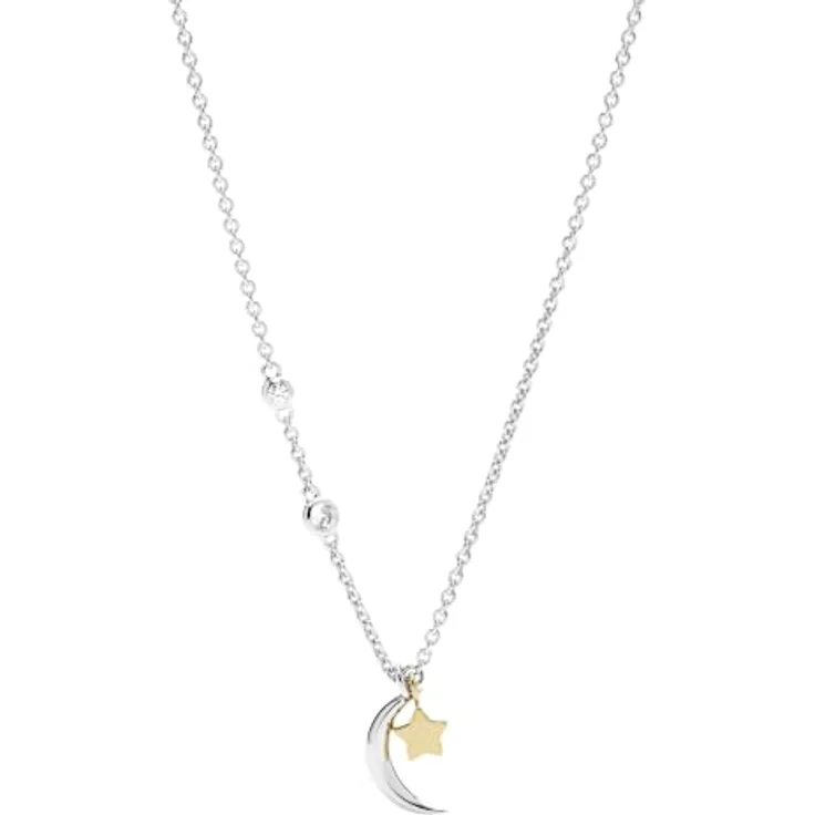 Fossil Damen-Halskette JFS00432998, 2-Ton Gold und Silber, 420mm + 50mm, Cz, Sterlingsilber – Bild 1