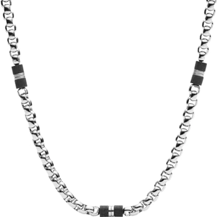 Fossil JF03314040 Herren-Halskette, Silber Edelstahl, Länge: 450 mm + 50 mm, Hummerverschluss, poliert – Bild 1