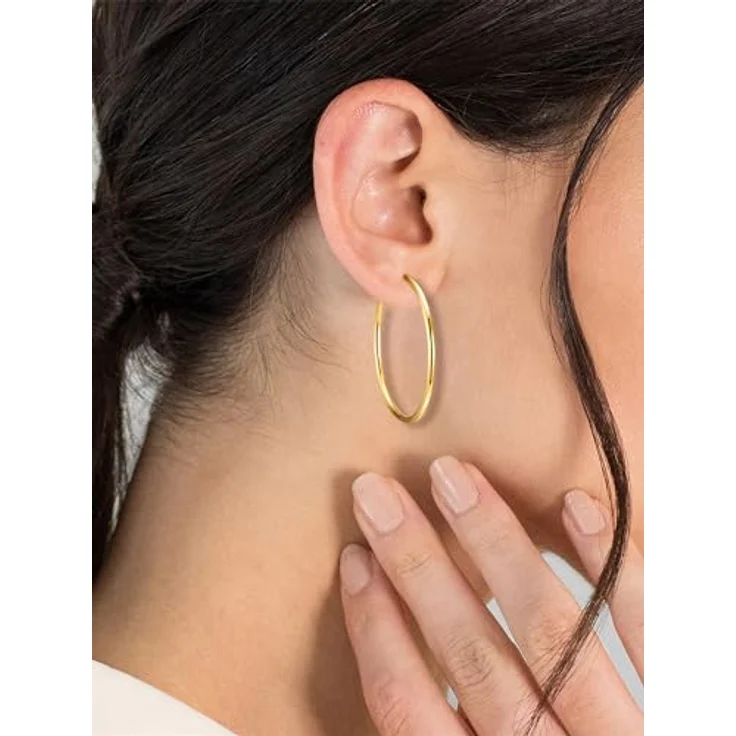 Rafaela Donata Damen-Creolen 925 Sterling Silber, 40mm rund, gelbvergoldet, Basic Ohrringe für Damen mit Steckverschluss – Bild 4
