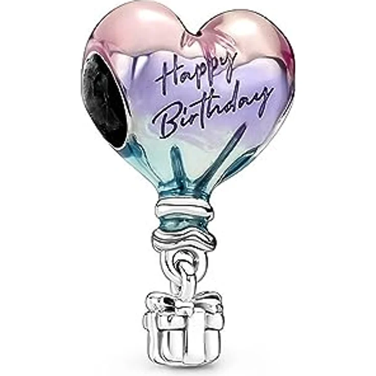 PANDORA Charm Geburtstag Heißluftballon, Sterling-Silber mit violetter, rosa und blauer Emaille, 3D-Geschenkbox-Anhängsel – Bild 4