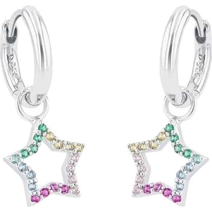 Prinzessin Lillifee Creolen, Stern Schmuck für Mädchen aus 925 Sterling Silber mit Zirkonia-Steinen, Multicolor, inkl. Geschenk Box – Bild 4