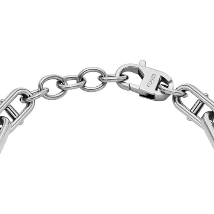 Fossil Runder Sternzeichen-Anhänger Halskette aus Edelstahl, Silberfarben mit Karabinerverschluss, matt und glänzend – Bild 2