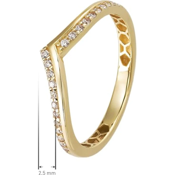 trendor Damenring Gold 333/8K, eleganter Zirkonia-V-Ring mit spitz zulaufendem Design, 2,5 mm breit – Bild 4